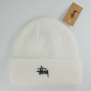 Stussy White Cuffed Knit Beanie One Size Brand New With Tag Authentic